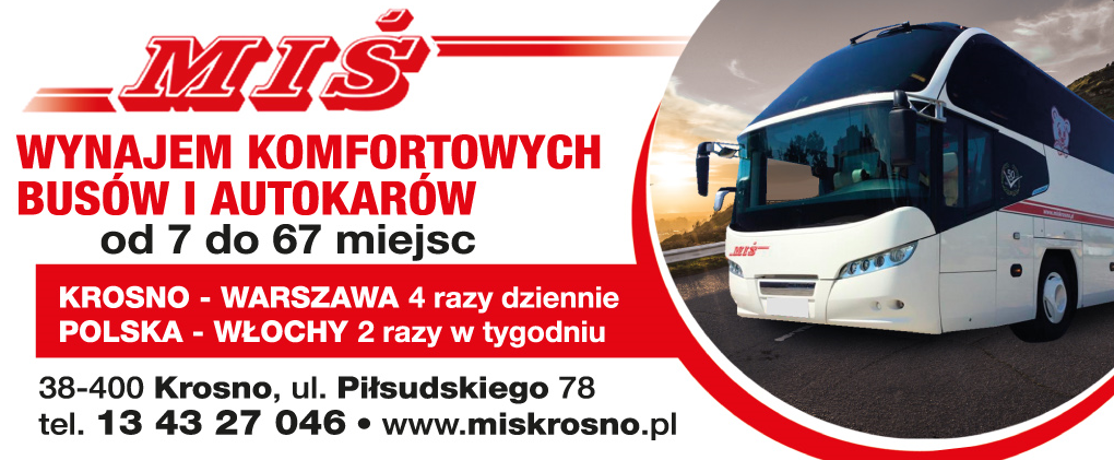 "MIŚ" F.P.H.U. Robert Wielgos Krosno Wynajem Komfortowych Busów i Autokarów od 7 do 67 Miejsc