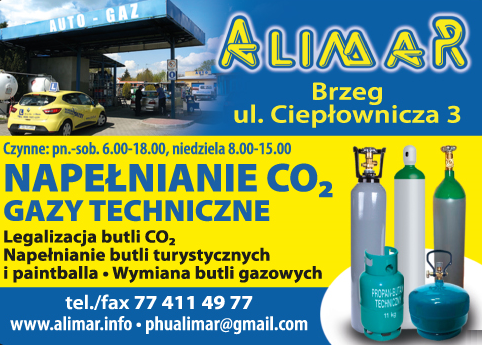 P.H.U. ALIMAR Brzeg- TANKOWANIE GAZU LPG - Napełnianie CO2 - Gazy techniczne