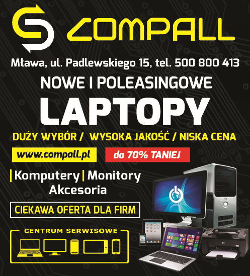 COMPALL Mława Nowe i Poleasingowe Laptopy / Komputery / Monitory / Akcesoria / Centrum Serwisowe