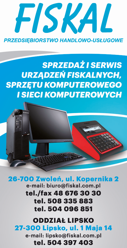 PPHU FISKAL Zwoleń,Lipsko-Sprzedaż i serwis urządzeń fiskalnych,sprzętu komputerowego i  sieci komp.