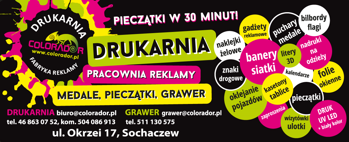 DRUKARNIA "COLORADOR" Sochaczew Pracownia Reklamy / Gadżety Reklamowe / Oklejanie Pojazdów