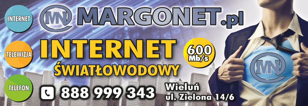 MARGONET S.C. Wieluń Internet Światłowodowy 600 Mb/s / Telewizja / Telefon 