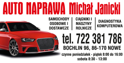 AUTO NAPRAWA Michał Janicki Nowe Samochody Osobowe i Dostawcze / Ciągniki i Maszyny Rolnicze
