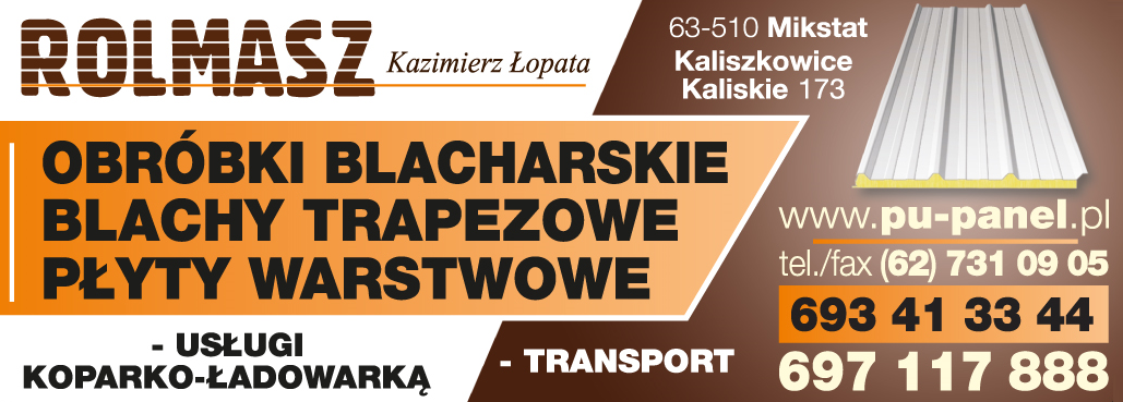 ROLMASZ Kazimierz Łopata Mikstat Obróbki Blacharskie / Blachy Trapezowe / Usługi Koparko- Ładowarką