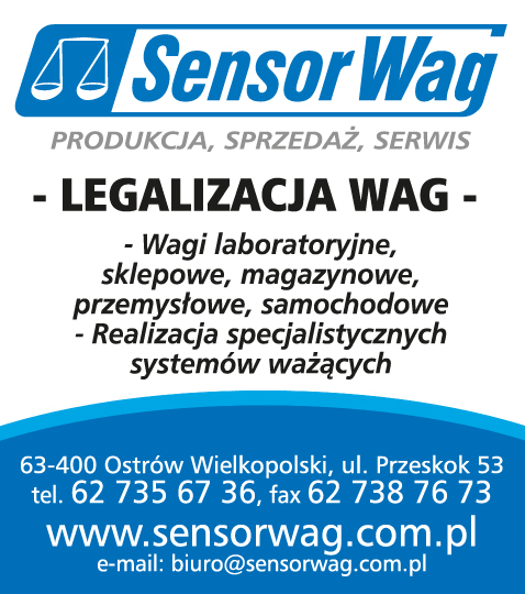 SENSOR WAG Produkcja, Sprzedaż, Serwis Ostrów Wielkopolski Legalizacja Wag