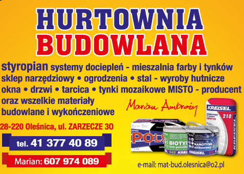 MAT-BUD Marian Ambroży Oleśnica Hurtownia Budowlana Mieszalnia Farb i Tynków / Sklep Narzędziowy 