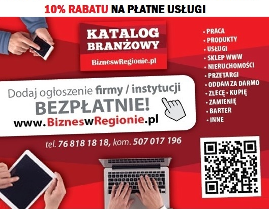 10% rabatu na pakiety reklamujące oferty firm na www.BizneswRegionie.pl i w sieci -pakiet od 0,00zł!