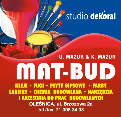 MAT-BUD U. Mazur & K. Mazur Oleśnica Farby / Chemia Budowlana / Płyty Gipsowe / Narzędzia