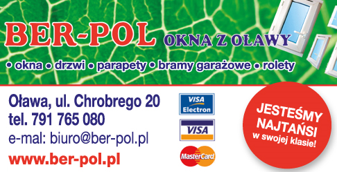 BER-POL Okna z Oławy Drzwi / Okna / Parapety / Bramy Garażowe / Rolety