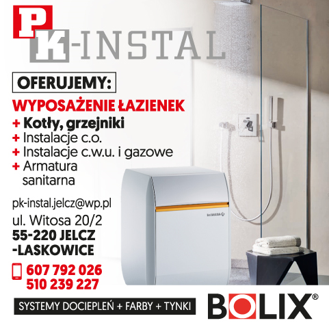 PK- INSTAL Jelcz- Laskowice Wyposażenie Łazienek / Kotły / Grzejniki / Instalacje C.O. 