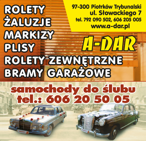 ADAR Dariusz Olszewski Piotrków Trybunalski Rolety / Żaluzje / Markizy / Plisy / Bramy Garażowe