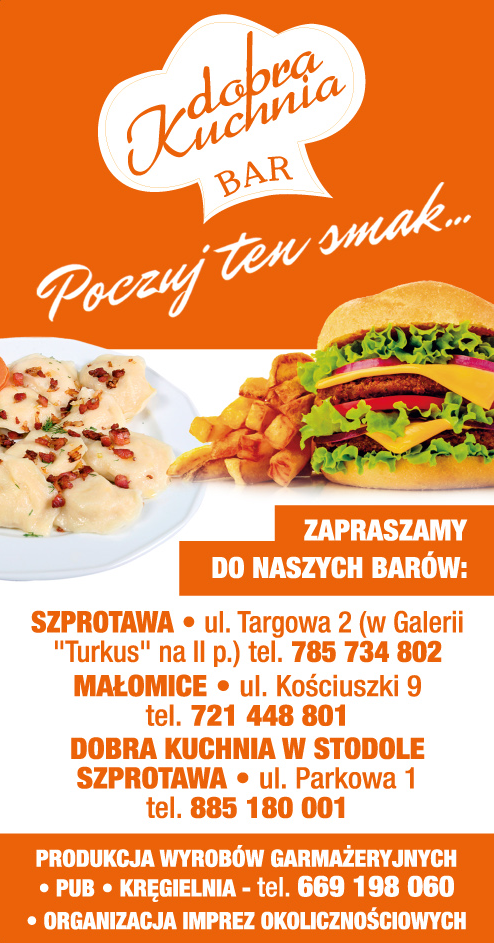 BAR "DOBRA KUCHNIA" Szprotawa Organizacja Imprez Okolicznościowych / Catering / Pub / Kręgielnia