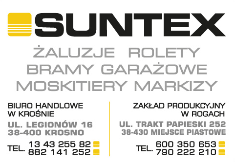 SUNTEX Systemy Zaciemniania Wnętrz Krosno Żaluzje / Rolety / Bramy Garażowe / Moskitiery / Markizy