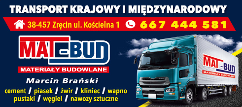 MAT-BUD Materiały Budowlane Marcin Brański Zręcin Transport Krajowy i Międzynarodowy