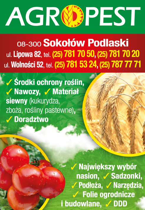 P.H.U. AGROPEST Sokołów Podlaski Środki Ochrony Roślin / Nawozy / Materiał Siewny / Narzędzia