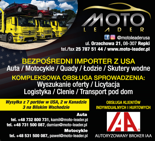 MOTO LEADER Repki Bezpośredni Import Pojazdów z - USA -  Canada - Zjednoczone