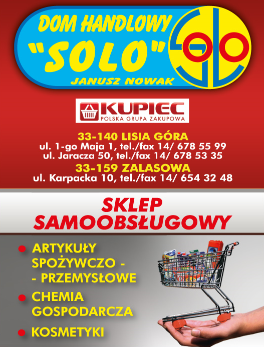 DOM HANDLOWY SOLO Janusz Nowak-Lisia Góra, Zalasowa, Koszyce Wielkie