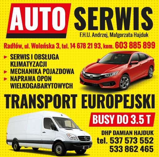"Autoserwis" F.H.U.Andrzej,Małgorzata Hajduk Radłów-SERWIS I OBSŁUGA KLIMATYZACJI -MECHANIKA-OPONY
