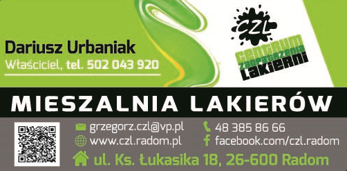 CENTRUM ZAOPATRZENIA LAKIERNI DARIUSZ URBANIAK Radom - MIESZALNIA LAKIERÓW, Materiały lakiernicze