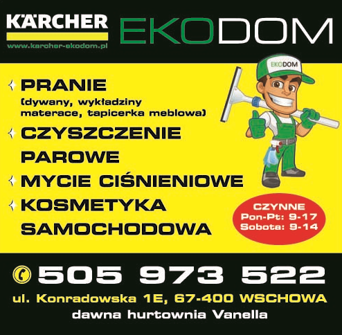 KARCHER EKODOM Wschowa Pranie / Czyszczenie Parowe / Mycie Ciśnieniowe / Kosmetyka Samochodowa