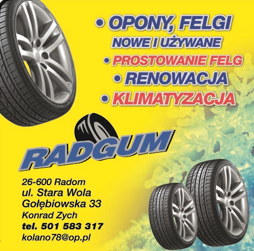 RADGUM Konrad Zych Radom- OPONY I FELGI- PROSTOWANIE FELG - RENOWACJA - KLIMATYZACJA 