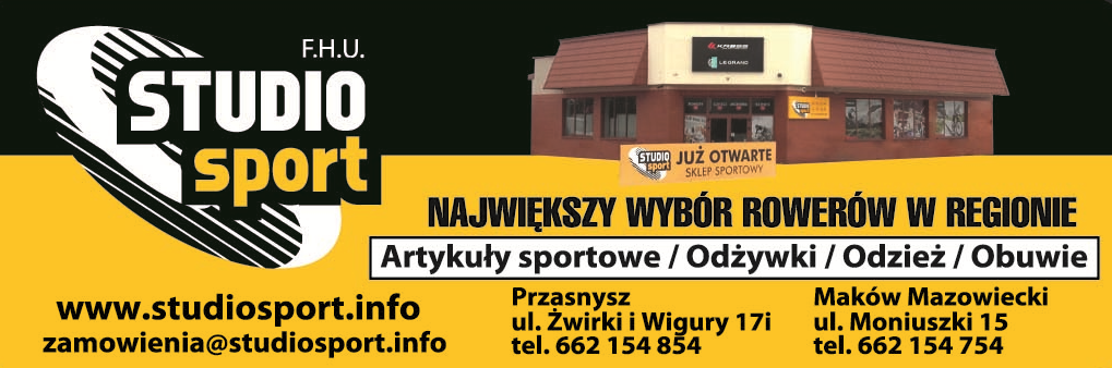 F.H.U. STUDIO SPORT Przasnysz Sklep Sportowy / Rowery / Art. Sportowe / Odżywki / Odzież / Obuwie