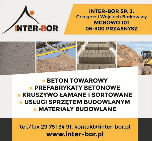 INTER-BOR SP. J. Grzegorz i Wojciech Borkowscy Przasnysz Beton Towarowy / Usługi Sprzętem Budowlanym