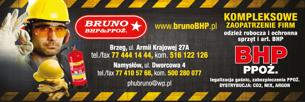 BRUNO BHP&PPOZ. Brzeg, Namysłów-ODZIEŻ ROBOCZA I OCHRONNA SPRZĘT I ARTYKUŁY BHP, P.POŻ.