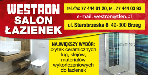 WESTRON SALON ŁAZIENEK Brzeg- płytki ceramiczne, fugi, kleje, materiały wykończeniowe do łazienki