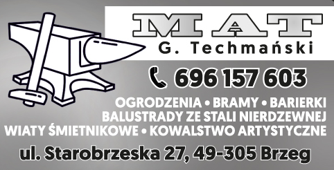 MAT G.Techmański Brzeg-OGRODZENIA, BRAMY, BARIERKI, BALUSTRADY, KOWALSTWO ARTYSTYCZNE, WIATY