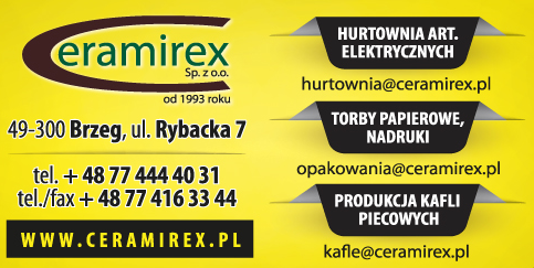 PPHU Ceramirex Sp. z o.o. Brzeg - HURTOWNIA ART. ELEKTRYCZNYCH/ OPAKOWANIA PAPIEROWE,NADRUKI / KAFLE