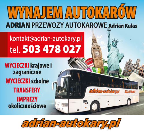 ADRIAN Przewozy Autokarowe Adrian Kulas Chwaszczyno Wynajem Autokarów / Wycieczki / Transfery