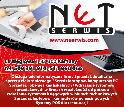 NetSERWIS Kartuzy Obsługa Teleinformatyczna Firm / Sprzedaż Laptopów, Komputerów PC / Kasy Fiskalne