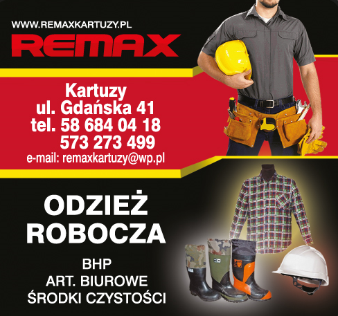 REMAX Kartuzy Odzież Robocza / BHP / Artykuły Biurowe / Środki Czystości