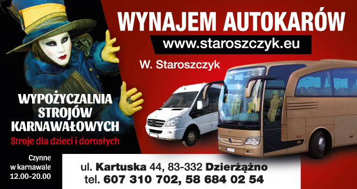 Przewozy Autokarowe Władysław Staroszczyk Dzierżążno Wynajem Autokarów / Stroje Karnawałowe