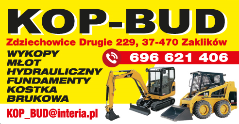 KOP-BUD Zdziechowice drugie, Zaklików -WYKOPY-MŁOT HYDRAULICZNY-FUNDAMENTY-KOSTKA BRUKOWA 
