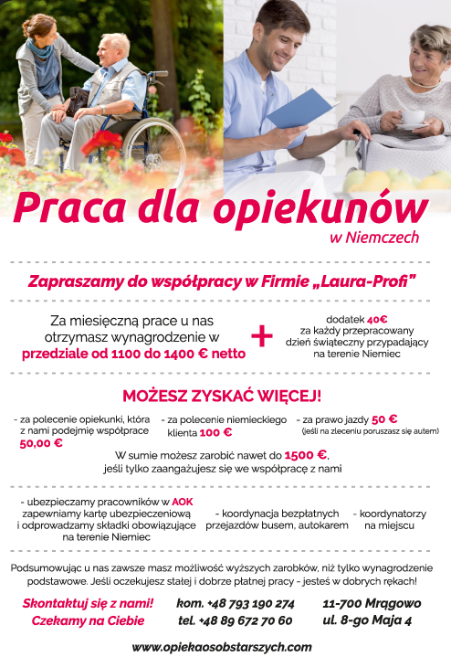 „LAURA-PROFI” Mrągowo- Praca dla opiekunów w Niemczech