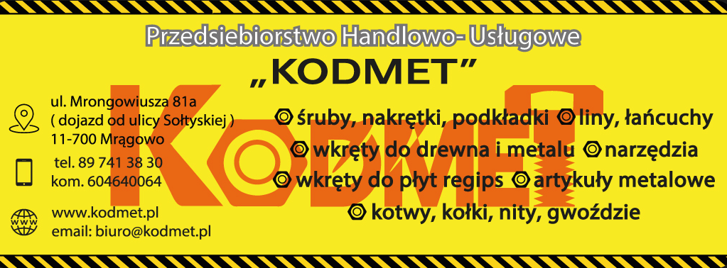 PHU "KODMET" Mrągowo - śruby - liny, łańcuchy - wkręty - narzędzia- kotwy - gwoździe - inne
