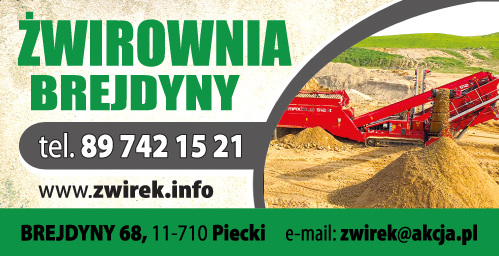 Żwirek  Kopalnia kruszywa Żwirownia  Brejdyny - Sprzedaż żwiru, Roboty ziemne, Transport ciężarowy 