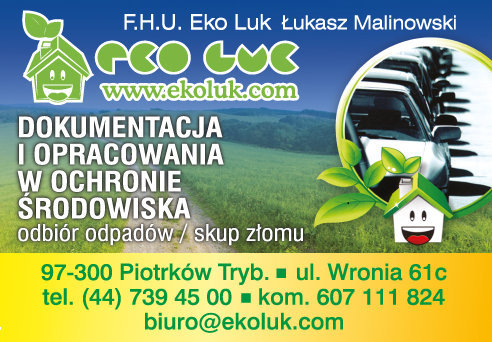 F.H.U. "Eko Luk" Łukasz Malinowski Piotrków Tryb. Dokumentacja i Opracowania w Ochronie Środowiska