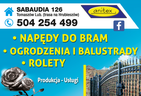 P.H.U. ANITEX Tomaszów Lubelski Napędy Do Bram / Ogrodzenia i Balustrady / Rolety