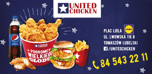 UNITED CHICKEN Tomaszów Lubelski Restauracja specjalizująca się w serwowaniu kurczaka typu „Crispy"