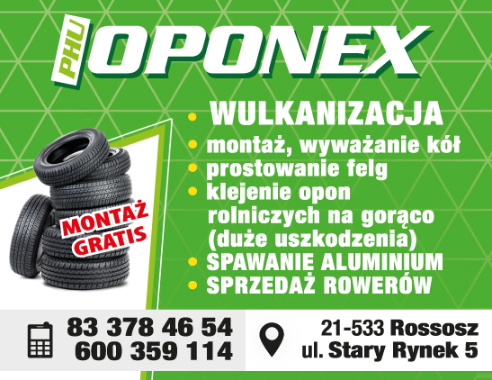 P.H.U. OPONEX Rossosz Wulkanizacja / Wyważanie Kół / Prostowanie Felg / Klejenie Opon Rolniczych