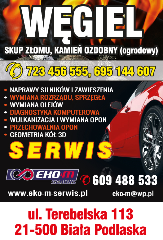 EKO-M SERWIS Biała Podlaska Naprawy Silników i Zawieszenia / Diagnostyka Komp. / Węgiel / Skup Złomu