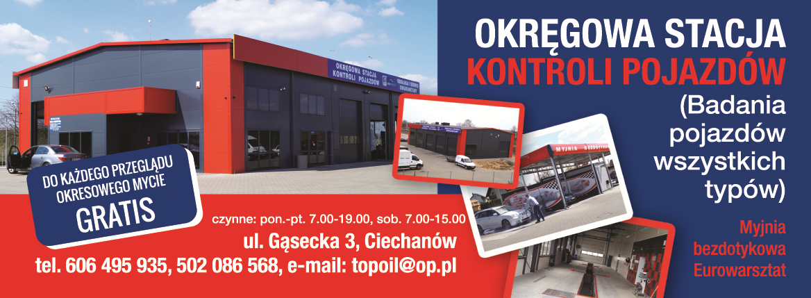 TOP-OIL Okręgowa Stacja Kontroli Pojazdów Ciechanów Badania Pojazdów Wszystkich Typów / Myjnia