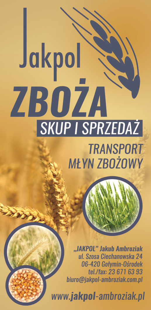 "JAKPOL" Jakub Ambroziak Gołymin-Ośrodek Skupl i Sprzedaż Zboża / Transport / Młyn Zbożowy