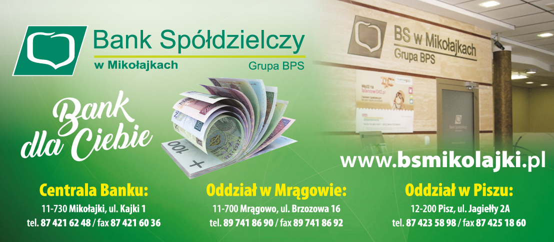 Bank Spółdzielczy w Mikołajkach GRUPA BPS Mikołajki, Pisz, Mrągowo