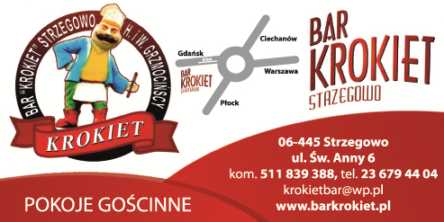BAR "KROKIET" H.W. Grzmocińscy Strzegowo Pokoje Gościnne