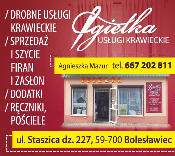 IGIEŁKA USŁUGI KRAWIECKIE Agnieszka Mazur Bolesławiec - SPRZEDAŻ I SZYCIE FIRAN, ZASŁON