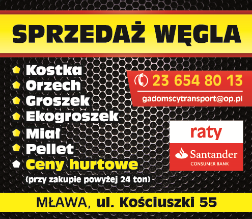 SPRZEDAŻ WĘGLA Mława Kostka / Orzech / Ekogroszek / Miał / Pellet / Groszek 